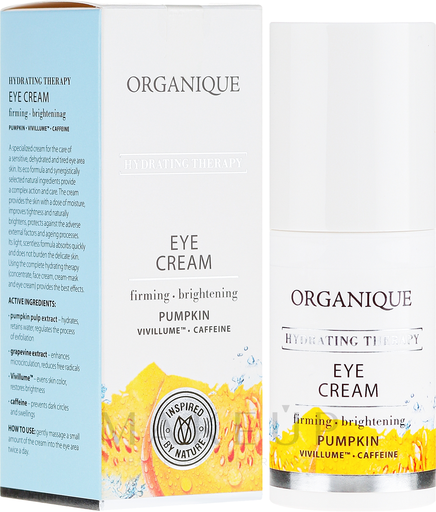 Straffende und aufhellende Augenkonturcreme mit Kürbis und Koffein - Organique Hydrating Therapy Eye Cream — Bild 20 ml