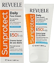 Feuchtigkeitsspendende Sonnencreme für das Gesicht  - Revuele Sunprotect Moisture Boost Daily Face Cream For Normal To Dry Skin SPF 50+ — Bild N2