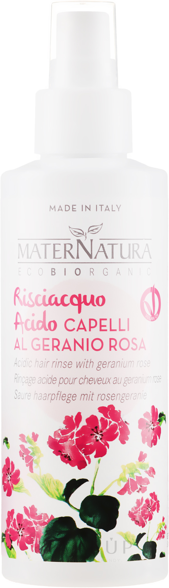 Haarspray für mehr Glanz mit Rosenpelargonie - MaterNatura Acidic Hair Rinse with Rose Geranium — Bild 150 ml