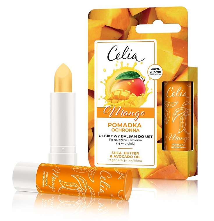 Pflegender Lippenbalsam mit Mangoöl, Avocadoöl und Sheabutter - Celia Protective Lipstick Mango Oil Lip Balm — Bild N1