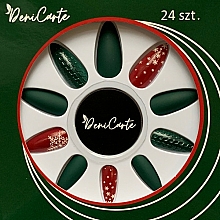Düfte, Parfümerie und Kosmetik Künstliche Nägel mit Weihnachtsdesign rot, grün - Deni Carte
