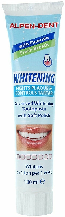 Aufhellende Zahnpasta gegen Zahnbelag - Alpen-Dent Whitening Fights Plaque and Controls Tartar 