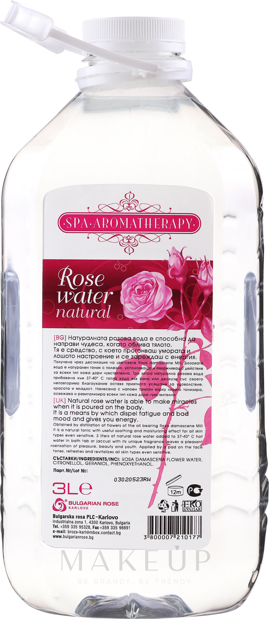 Natürliches Rosenwasser aus Bulgarien - Bulgarian Rose Rose Water Natural — Bild 3000 ml