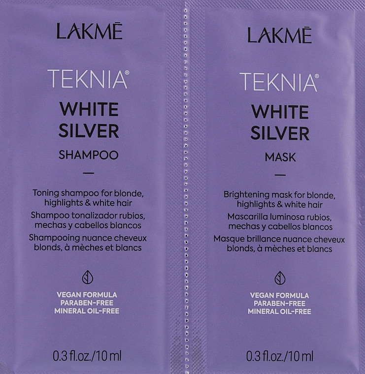 Probenset - Lakme Teknia White Silver (sh/10ml + mask/10ml) — Bild N2