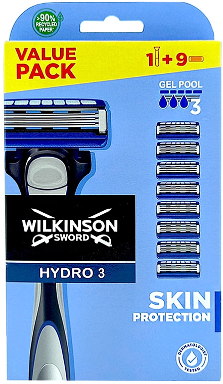 Rasierer mit 9 Ersatzklingen - Wilkinson Sword Hydro 3 Skin Protection — Bild N1