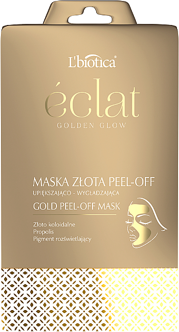 Tuchmaske für das Gesicht mit Goldpartikeln - L'biotica Eclat Golden Glow Maska Peel-off — Bild N1