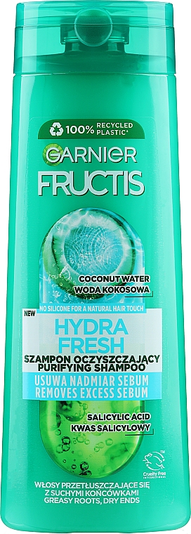 Kräftigendes Shampoo für fettenden Ansatz und trockene Spitzen - Garnier Fructis Hydra Fresh Shampoo — Bild N1