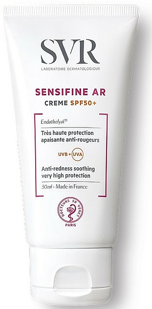 Beruhigende Sonnenschutzcreme für das Gesicht gegen Rötungen SPF 50+ - SVR Sensifine AR Anti-redness Soothing Cream SPF 50+