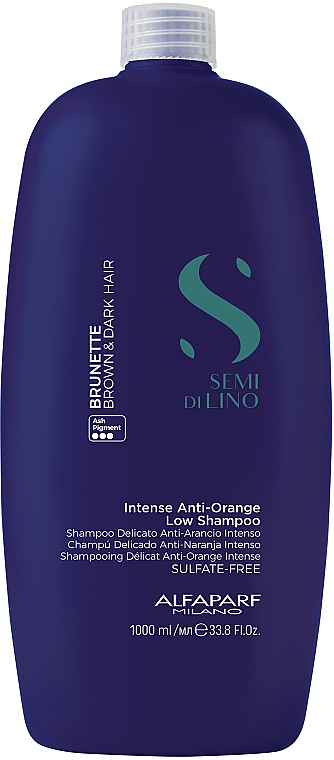 Shampoo mit Anti-Orangestich-Effekt für natürliches und behaldeltes mittelbraunes und braunes Haar - AlfaParf Milano Semi Di Lino Brunette Intense Anti-Orange Low Shampoo — Bild N1