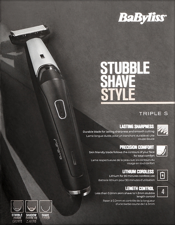 Bart- und Schnurrbartschneider T880E - BaByliss Stubble Shave Style Triple S — Bild N2