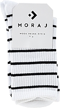 Düfte, Parfümerie und Kosmetik Lange Damensocken aus Baumwolle weiß mit schwarzen Streifen - Moraj