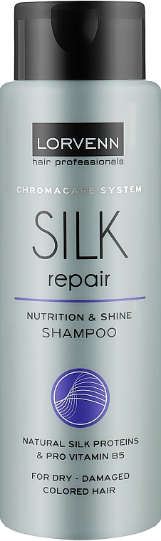 Pflegendes Shampoo für trockenes, geschädigtes und gefärbtes Haar - Lorvenn Silk Repair Nutrition & Shine Shampoo — Bild N1