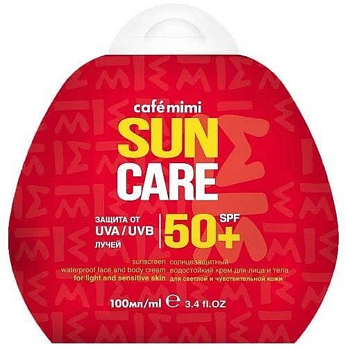 Wasserfeste sonnenschützende Körper- und Gesichtscreme für helle und empfindliche Haut SPF 50+ - Cafe Mimi Sun Care