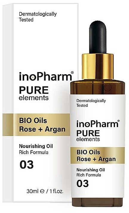Gesichts- und Halsserum - InoPharm Pure Elements BIO Oils Rose + Argan — Bild N1