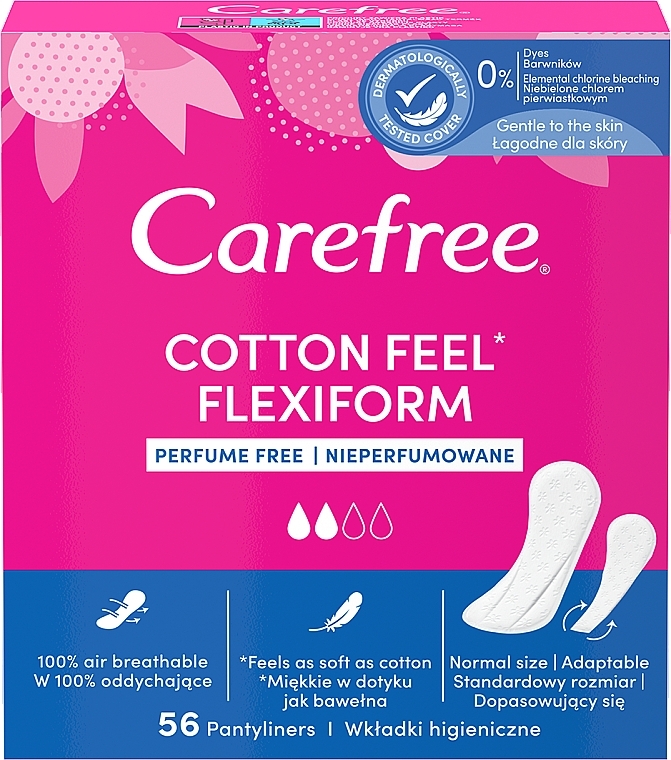 Slipeinlagen ohne Duft 56 St. - Carefree Cotton FlexiForm Unscented — Bild N1
