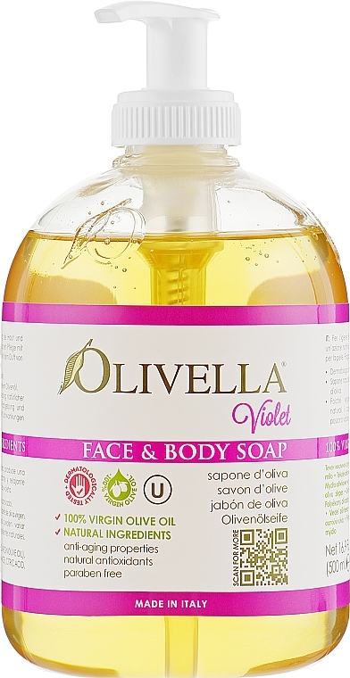 Flüssigseife für Gesicht und Körper Violet mit Olivenöl - Olivella Face & Body Soap Violet — Bild N1