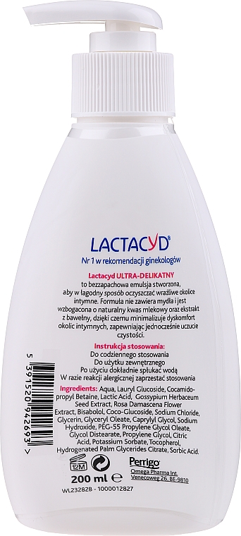 Emulsion für die Intimhygiene für empfindliche und zu Allergie neigende Haut mit Spender - Lactacyd Body Care (ohne Box) — Bild N2