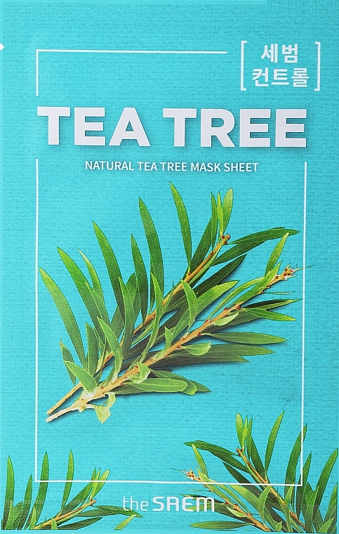 GESCHENK! Beruhigende Tuchmaske mit Teebaumextrakt - The Saem Natural Tea Tree Mask Sheet  — Bild N1