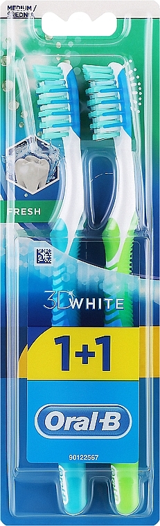 Zahnbürste mittel 3D White Fresh grün, blau 2 St. - Oral-B 3D White Fresh 40 Medium — Bild N1