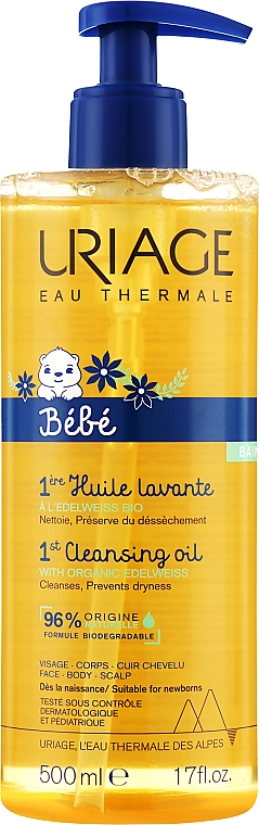 Pflegendes und reinigendes Gesichts-, Kopfhaut- und Körperöl für Babys - Uriage Huile Lavante — Bild N1