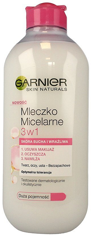 3in1 Mizellenmilch zum Abschminken für trockene und empfindliche Haut - Garnier Skin Naturals — Bild N1
