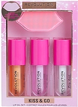 Düfte, Parfümerie und Kosmetik Makeup Revolution Kiss & Go Glaze Lip Care Gift Set (Lipgloss 3x4.5ml + Zubehör 1 St.) - Make-up Set