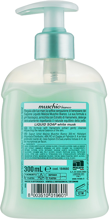Flüssigseife Weißer Moschus - Malizia Liquid Soap Musk White — Bild N2