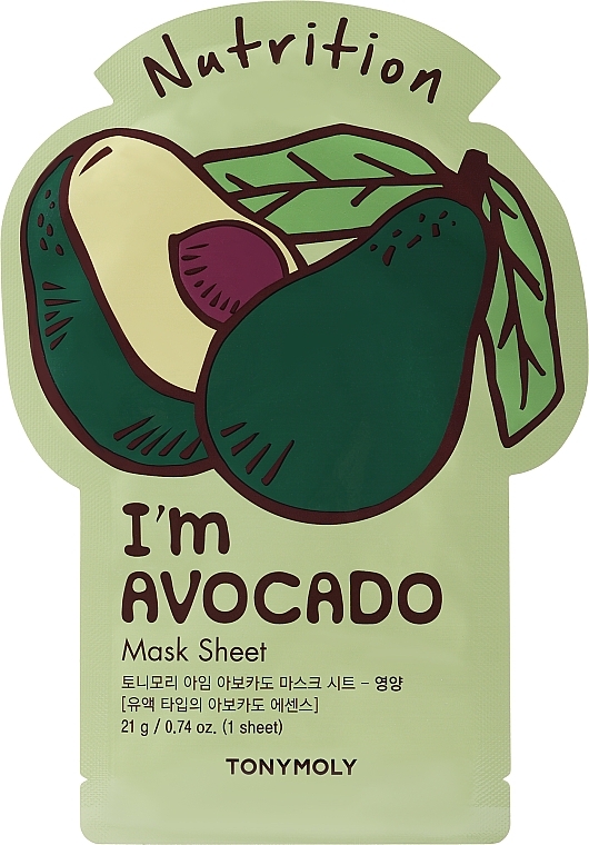 Pflegende Tuchmaske für das Gesicht mit Avocadoextrakt - Tony Moly I'm Real Avokado Mask Sheet