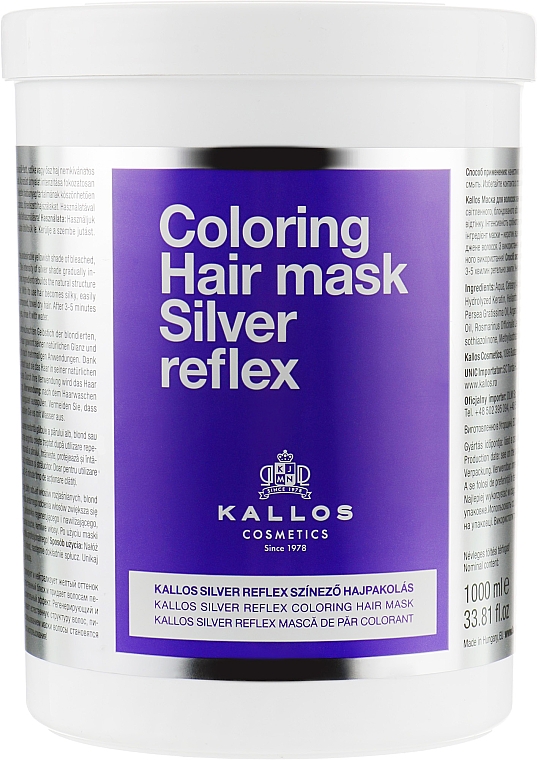 Anti-Gelbstich Haarmaske - Kallos Cosmetics Coloring Hair Mask Silver Reflex — Bild N3