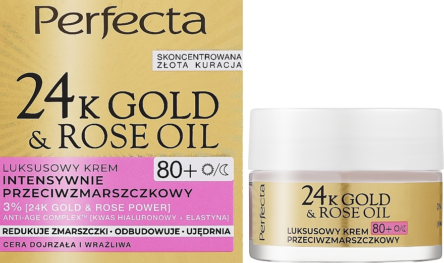 Anti-Falten-Gesichtscreme - Perfecta 24k Gold & Rose Oil Anti-Wrincle Cream 80+  — Bild N2