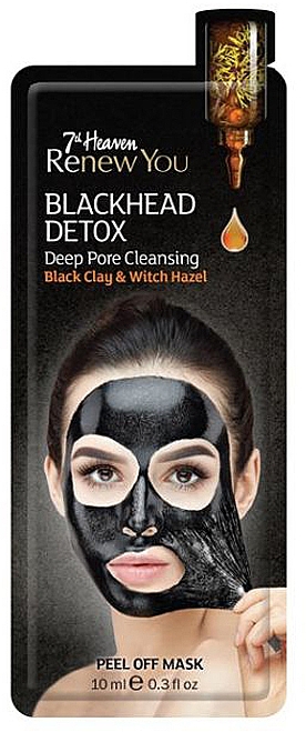 Porenreinigende Detox Peel-Off Gesichtsmaske mit schwarzem Ton und Hamamelis - 7th Heaven Renew You Blackhead Detox Peel Off Mask — Bild N1