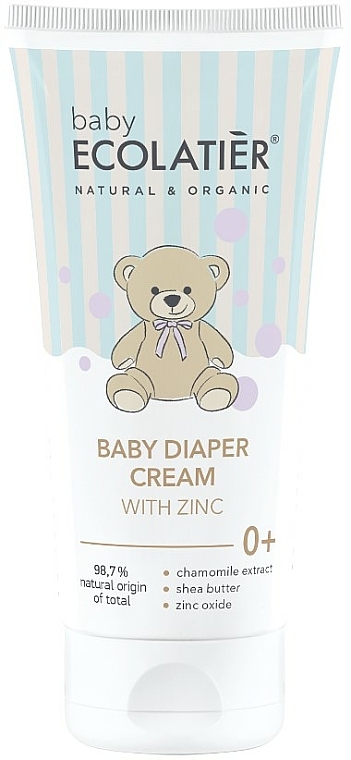 Windelcreme mit Kamillenextrakt, Sheabutter und Zinkoxid - Ecolatier Baby Diaper Cream With Zinc — Bild N1
