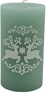 Dekorative Kerze 7.8x14 cm grün mit Hirschen - Admit — Bild N1