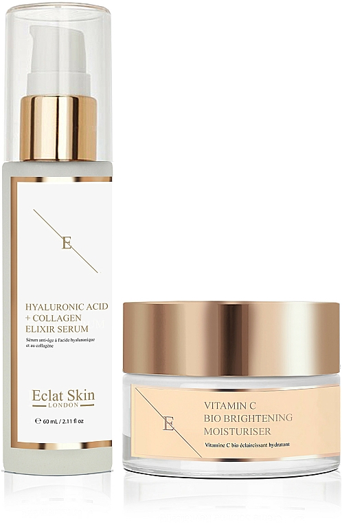 Gesichtspflegeset - Eclat Skin London Hyaluronic + Collagen + Vitamin C Bio Giftset (Gesichtsserum 60ml + Gesichtscreme 50ml) — Bild N1