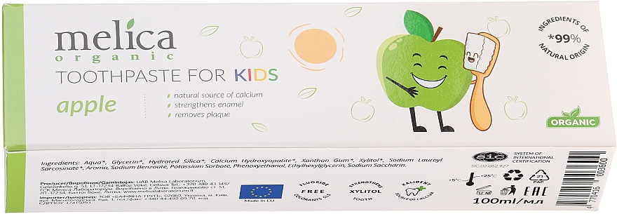 Kinder-Zahnpasta Apfel - Melica Organic Toothpaste For Kids Apple — Bild N2
