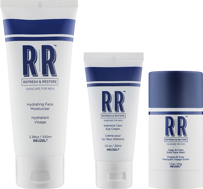 Set - Reuzel Refresh & Restore Skin Care Gift Set (f/st/50g + f/cr/100ml + eye/cr/30ml + bag) — Bild N2