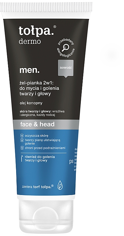 2in1 Wasch- und Rasierschaum für Gesicht und Kopf - Tolpa Dermo Men Face & Head Gel 2in1 Foam — Bild N1