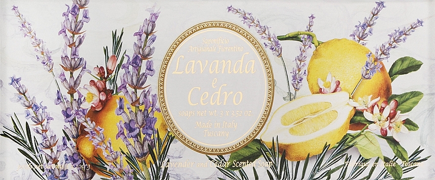 Naturseifenset Lavendel und Zeder - Saponificio Artigianale Fiorentino Capri Lavender & Cedar (Seife 3St. x100g) — Bild N1