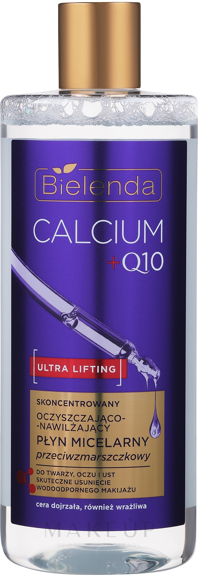 Reinigende und feuchtigkeitsspendende Mizellenflüssigkeit gegen Falten - Bielenda Calcium + Q10  — Bild 500 ml