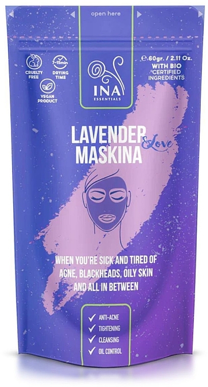 Tonmaske für Gesicht mit Lavendel - Ina Essentials Lavender Maskina — Bild N1