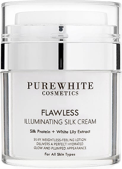 Gesichtscreme für einen makellos strahlenden Teint mit Seidenprotein und weißer Lilie - Pure White Cosmetics Flawless Illuminating Silk Cream — Bild N1