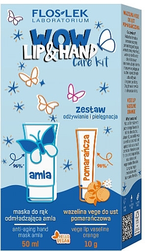 Hand- und Lippenpflegeset - Floslek Wow Lip&Hand Care Kit (h/mask/50 ml + lip/balm/10 g) — Bild N1