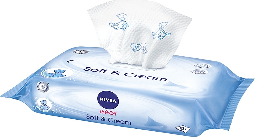 Sanfte Feuchttücher für Babys 4x63 St. - Nivea Baby Soft & Cream — Bild N3