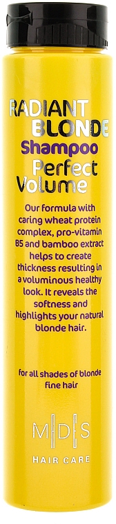 Shampoo für mehr Volumen mit Vitamin B5 und Bambusextrakt - Mades Cosmetics Radiant Blonde Perfect Volume Shampoo — Bild N1