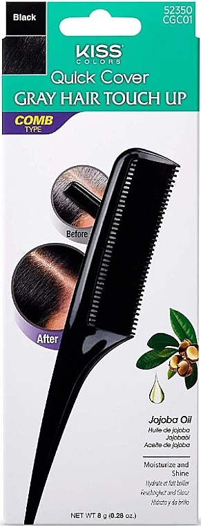 Haarkamm schwarz - Kiss Quick Cover Gray Hair Touch Up Comb Black — Bild N1