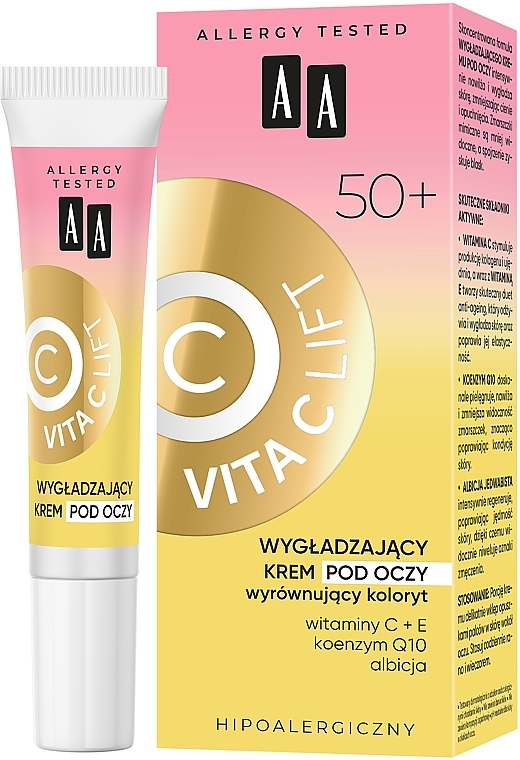 Regenerierende und glättende Augencreme 50+ mit Vitamin C, Coenzym Q10 und Albizia-Extrakt - AA Vita C Lift Smoothing Eye Cream — Bild N1