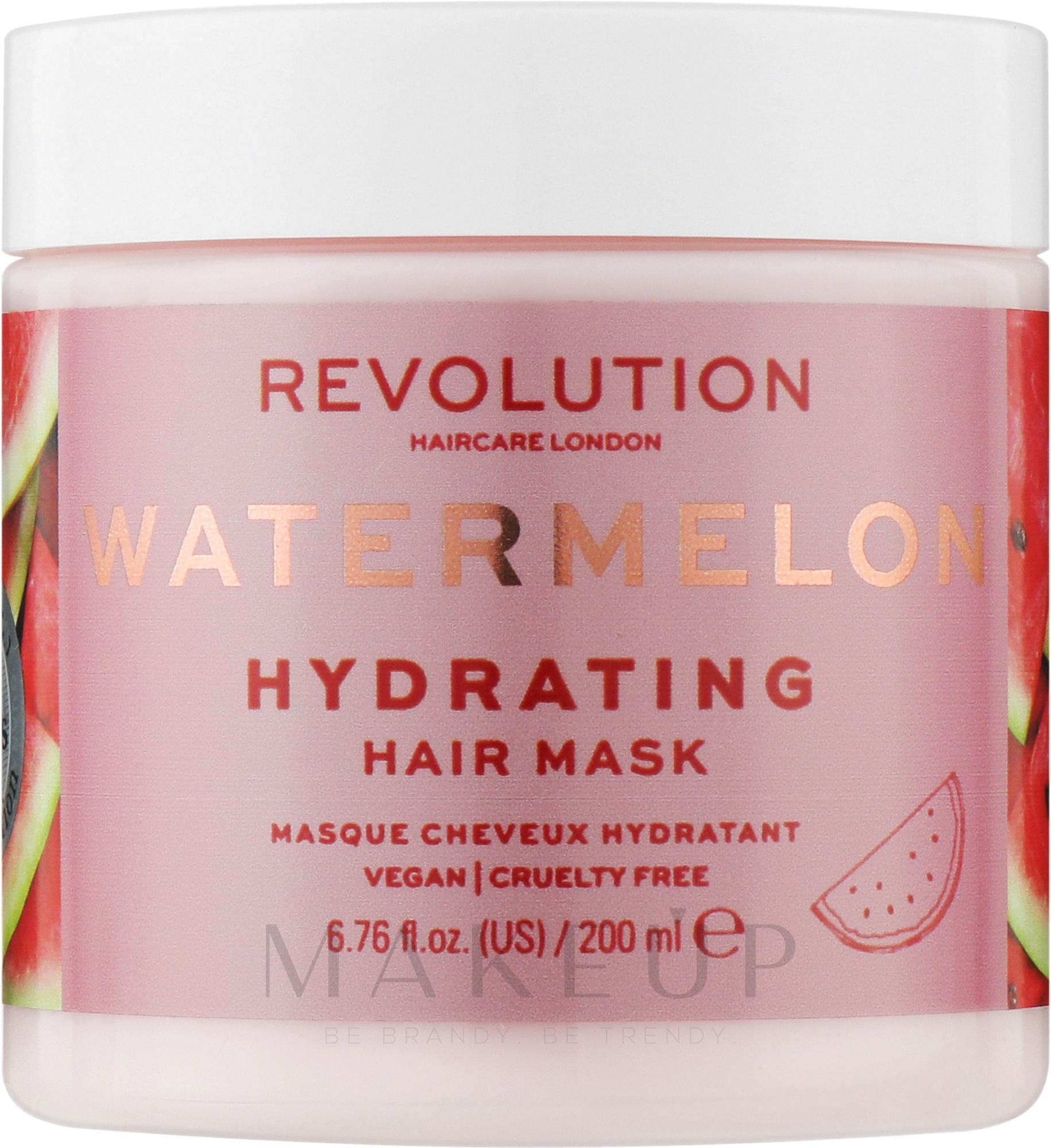 Feuchtigkeitsspendende, glättende und pflegende Haarmaske mit Wassermelone - Makeup Revolution Watermelon Hydrating Hair Mask — Bild 200 ml