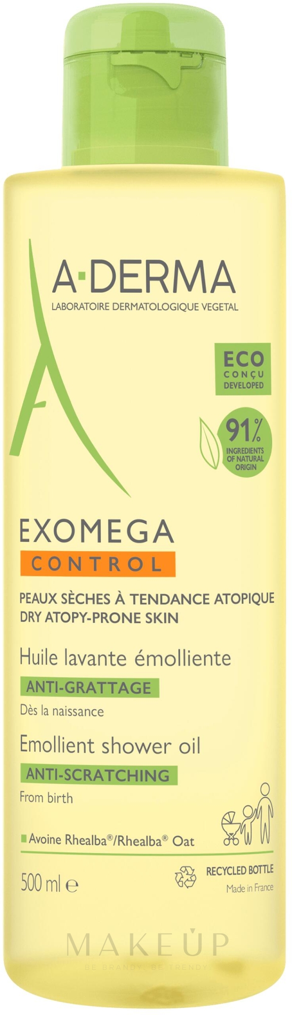 Erweichendes Gesichts- und Körperreinigungsöl für trockene und zu Atopie neigende Haut - A-Derma Exomega Control Emollient Cleansing Oil — Bild 500 ml