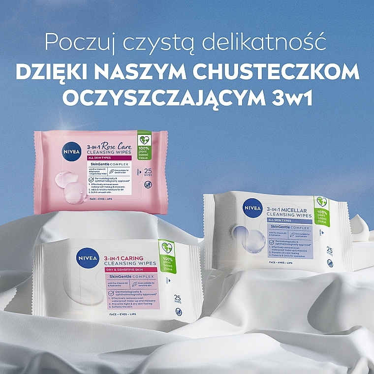 3in1 Biologisch abbaubare Gesichtsreinigungstücher zum Abschminken - Nivea Biodegradable Cleansing Wipes 3in1 — Bild N8