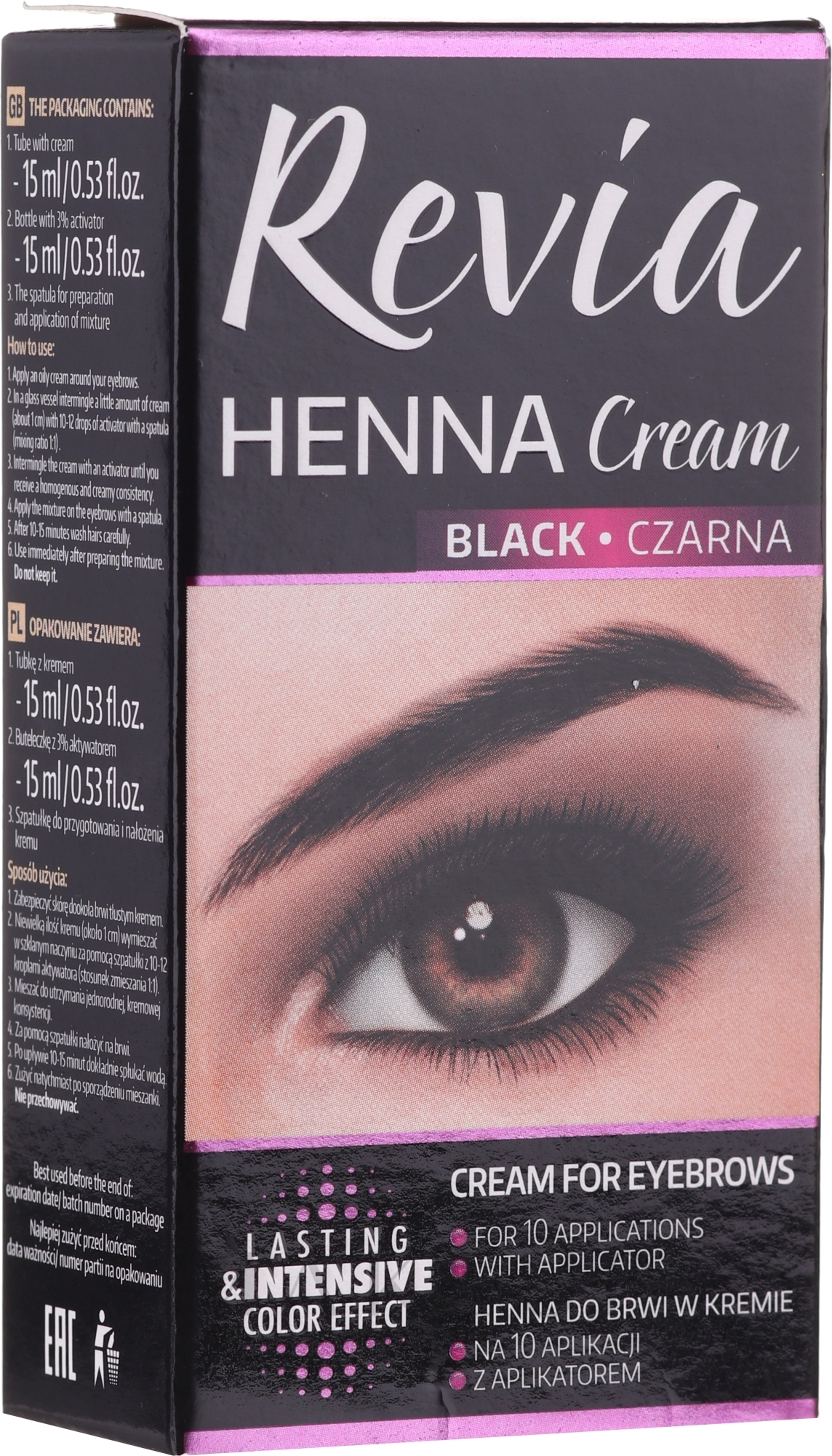 Augenbrauen- und Wimpernfarbe - Revia Eyebrows Henna — Foto Black